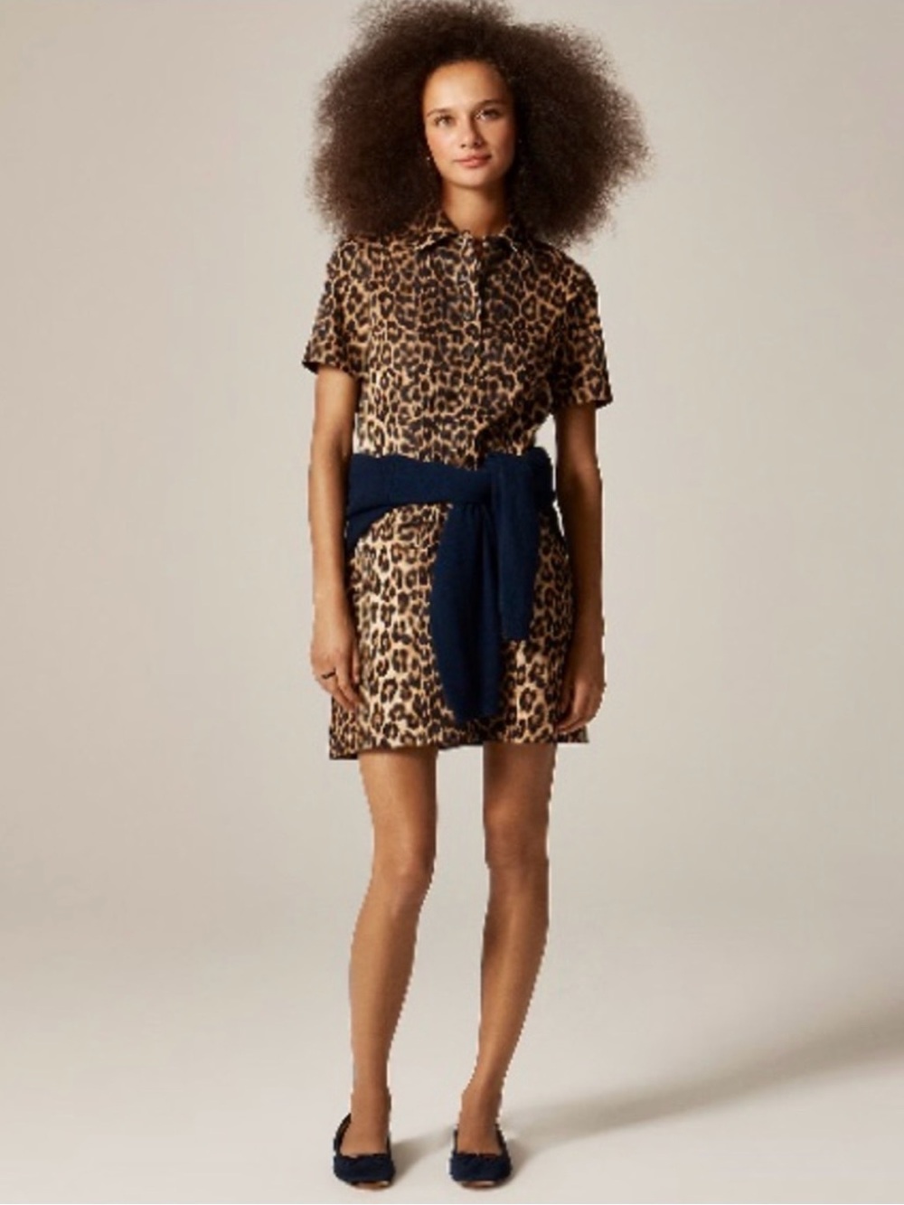 J. Crew Parc Dress Leopard Print Short Sleeve Trench Coat - Black & Brown